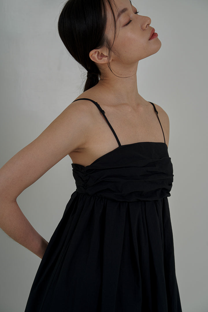 Cotton Split Maxi Dress - Black
