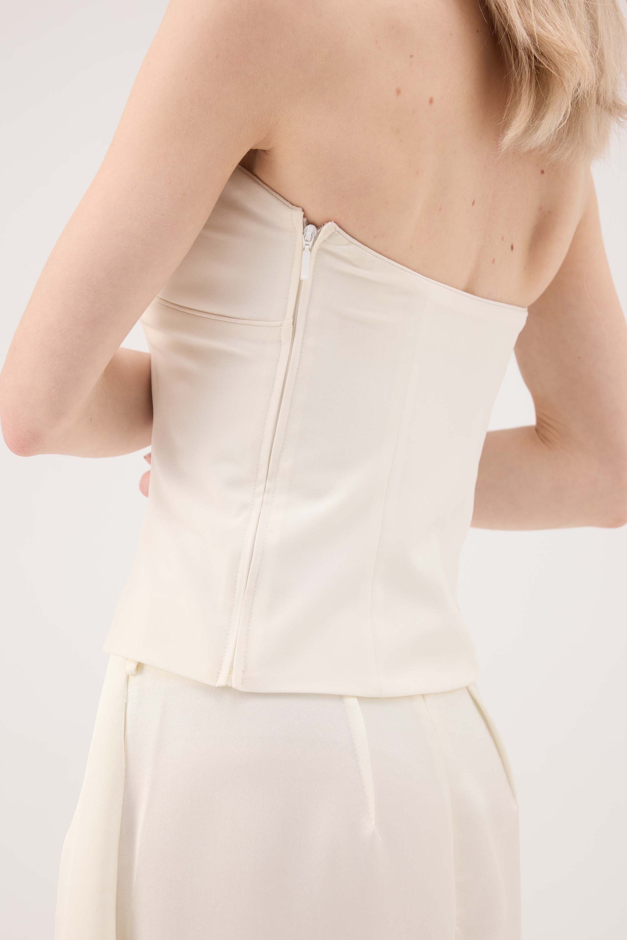 Sculpted Curve Strapless Top - White