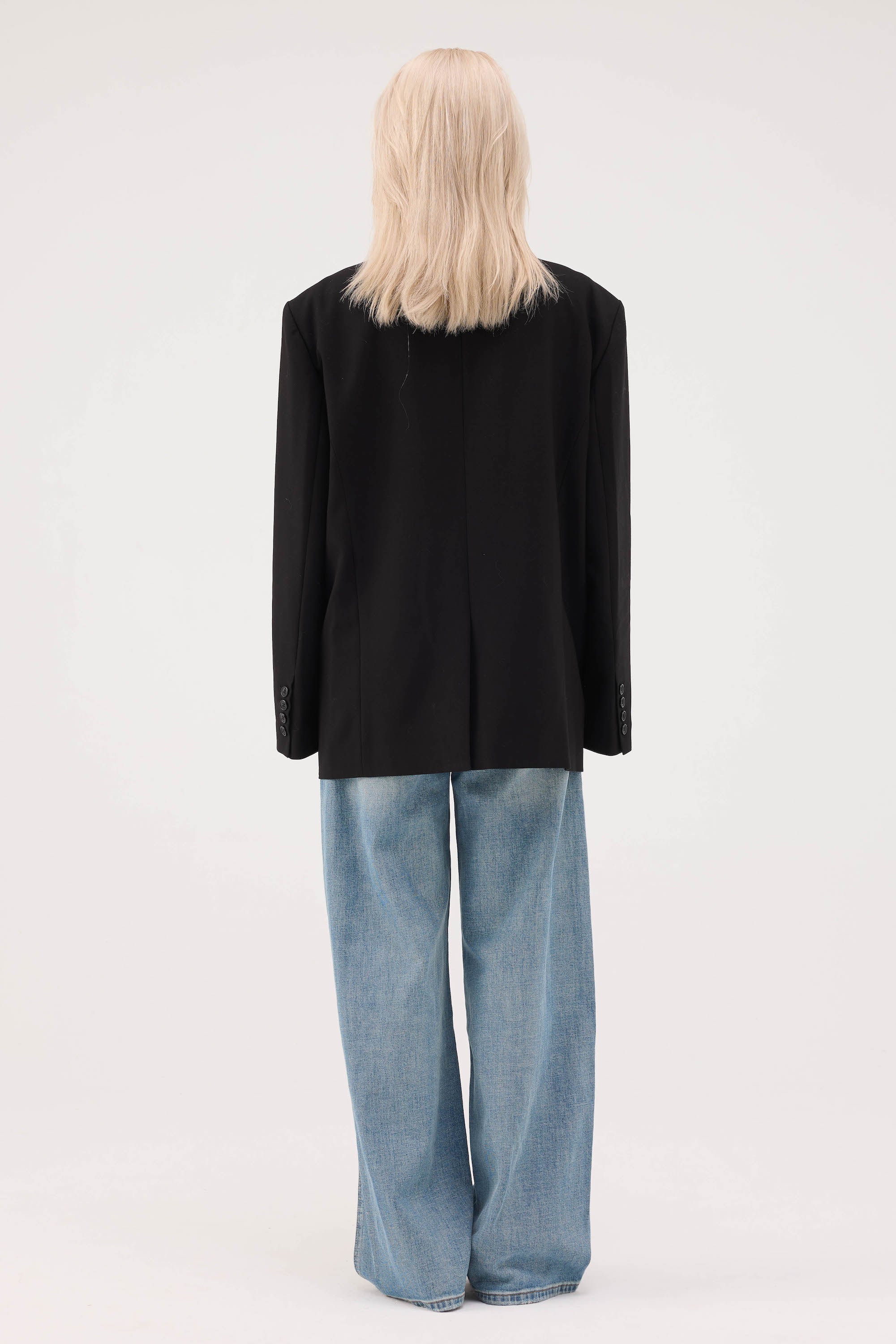 Oversized Peak Lapel Blazer - Black