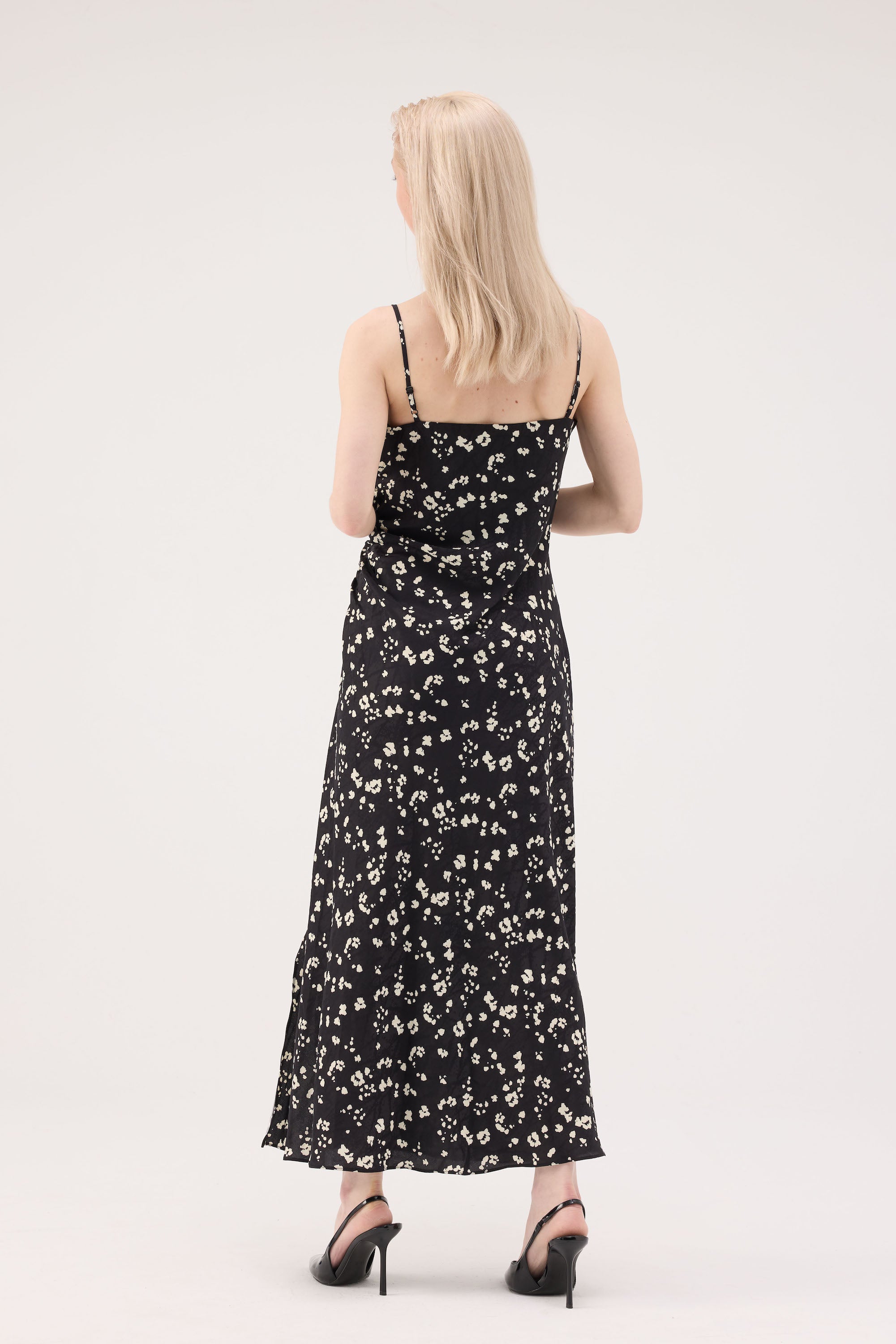 Ruched Acetate Slip Dress - Brown
