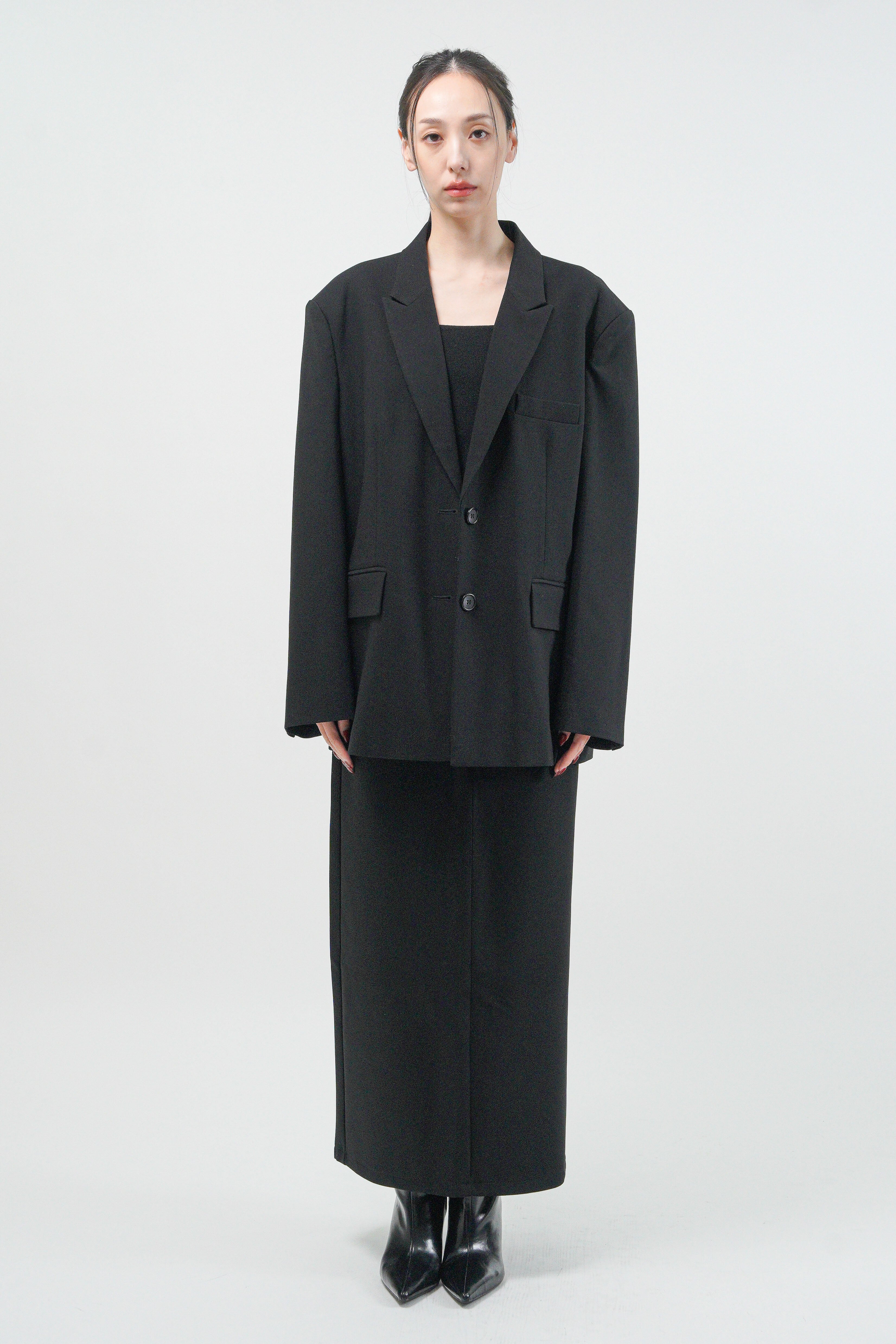 Oversized Peak Lapel Blazer - Black