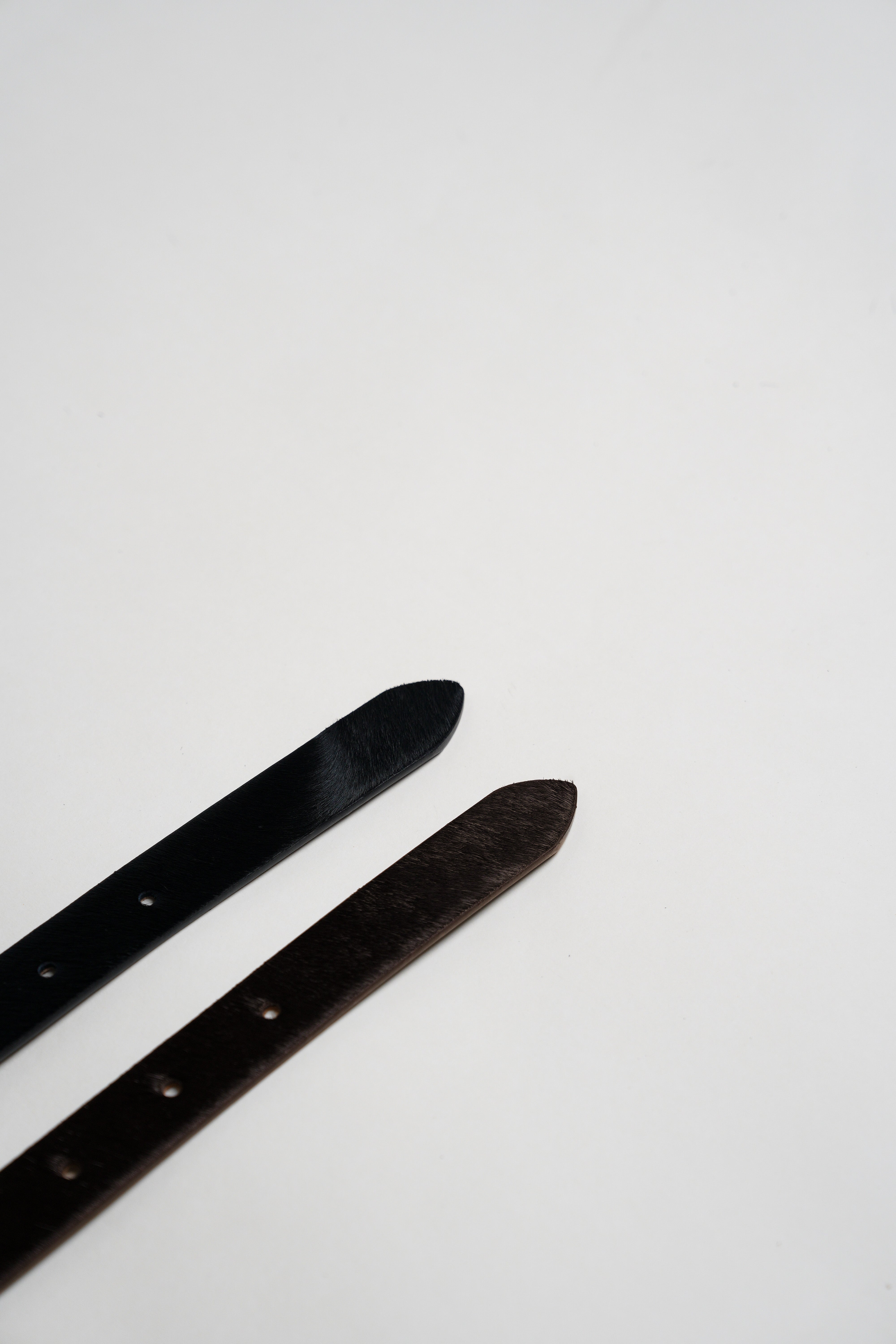 銀釦馬毛皮革腰帶 - 咖