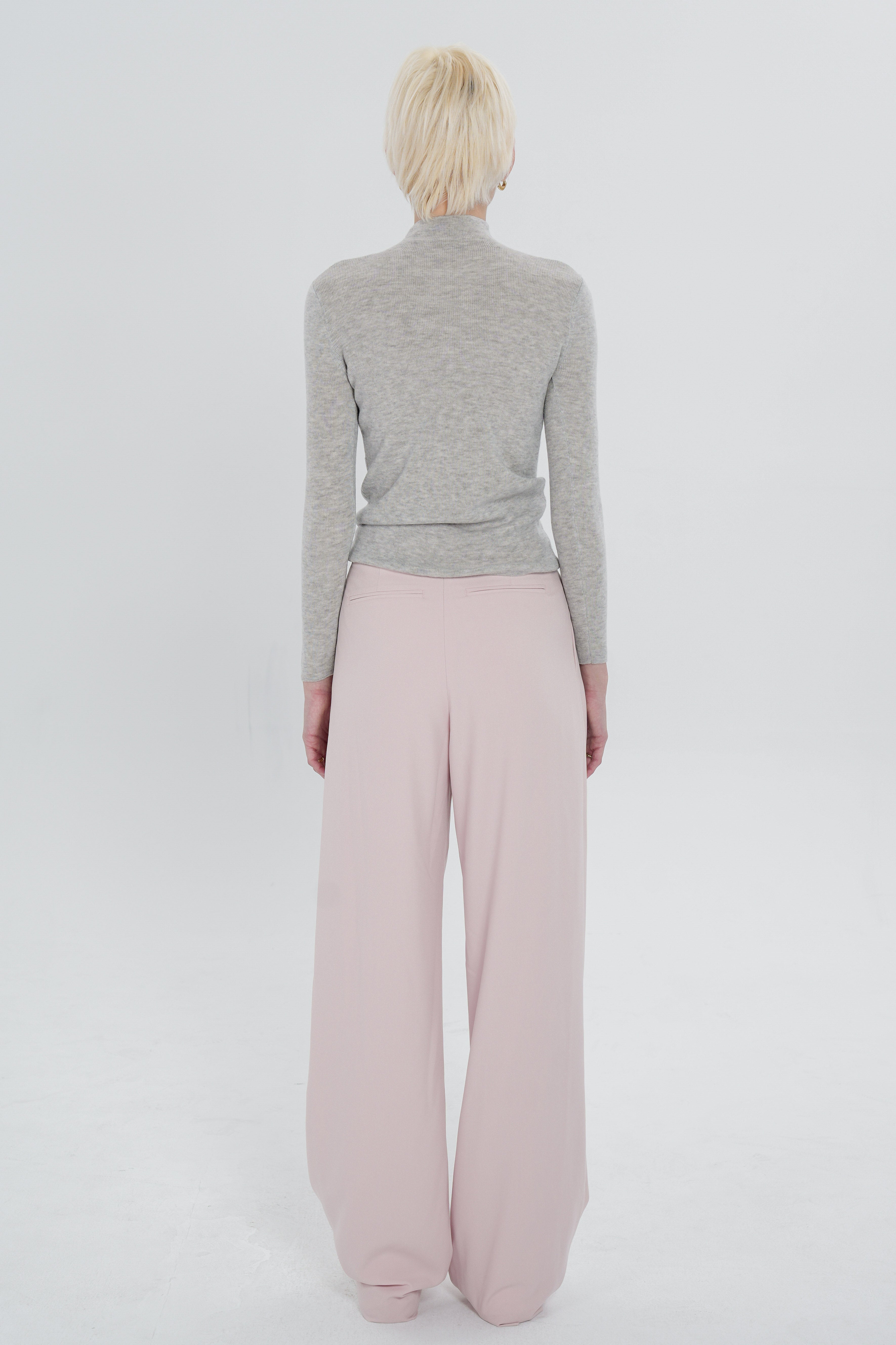 Double-Pleated Tailored Trousers - Pink