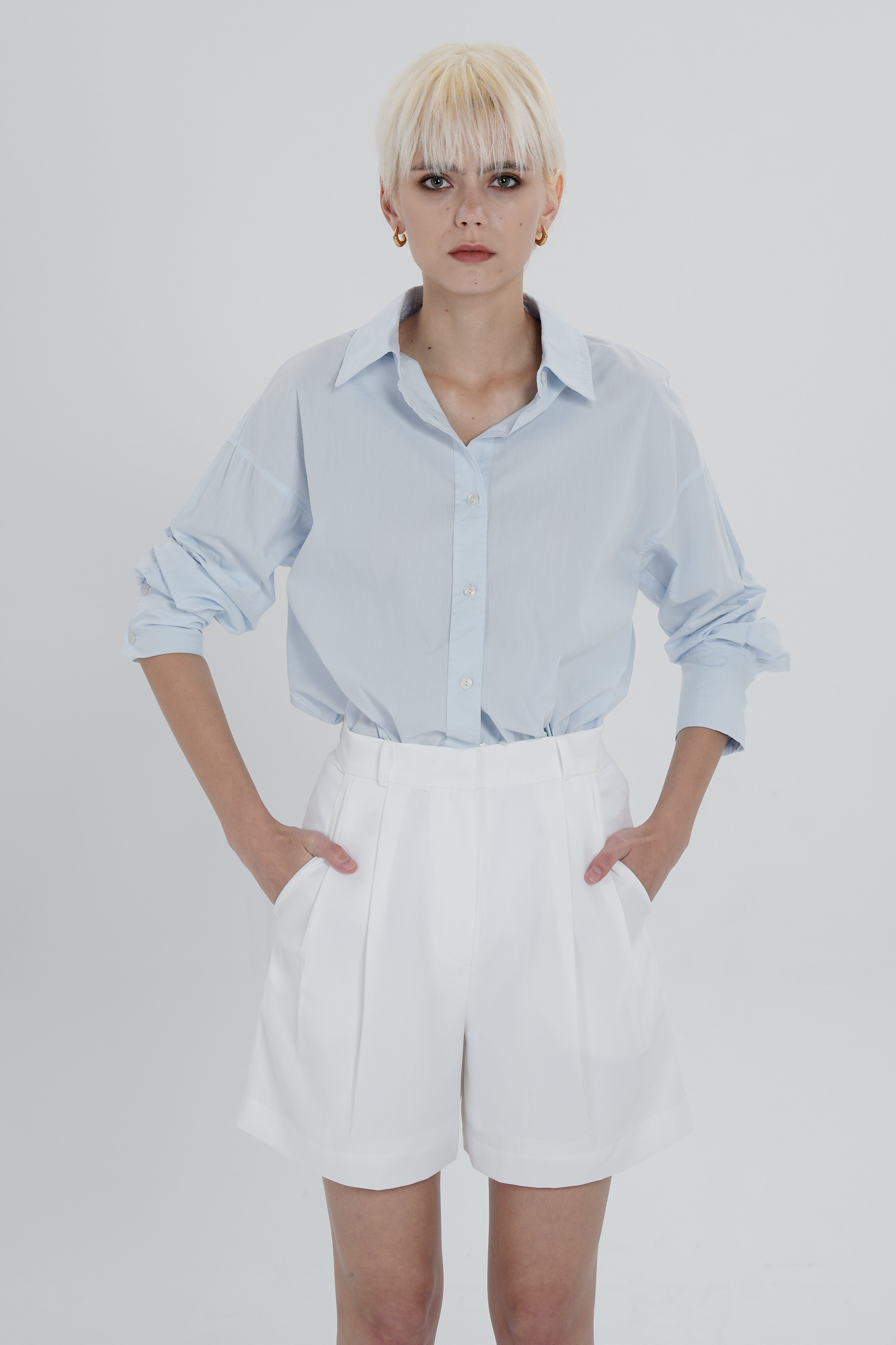 Pleated Bermuda Shorts - Black