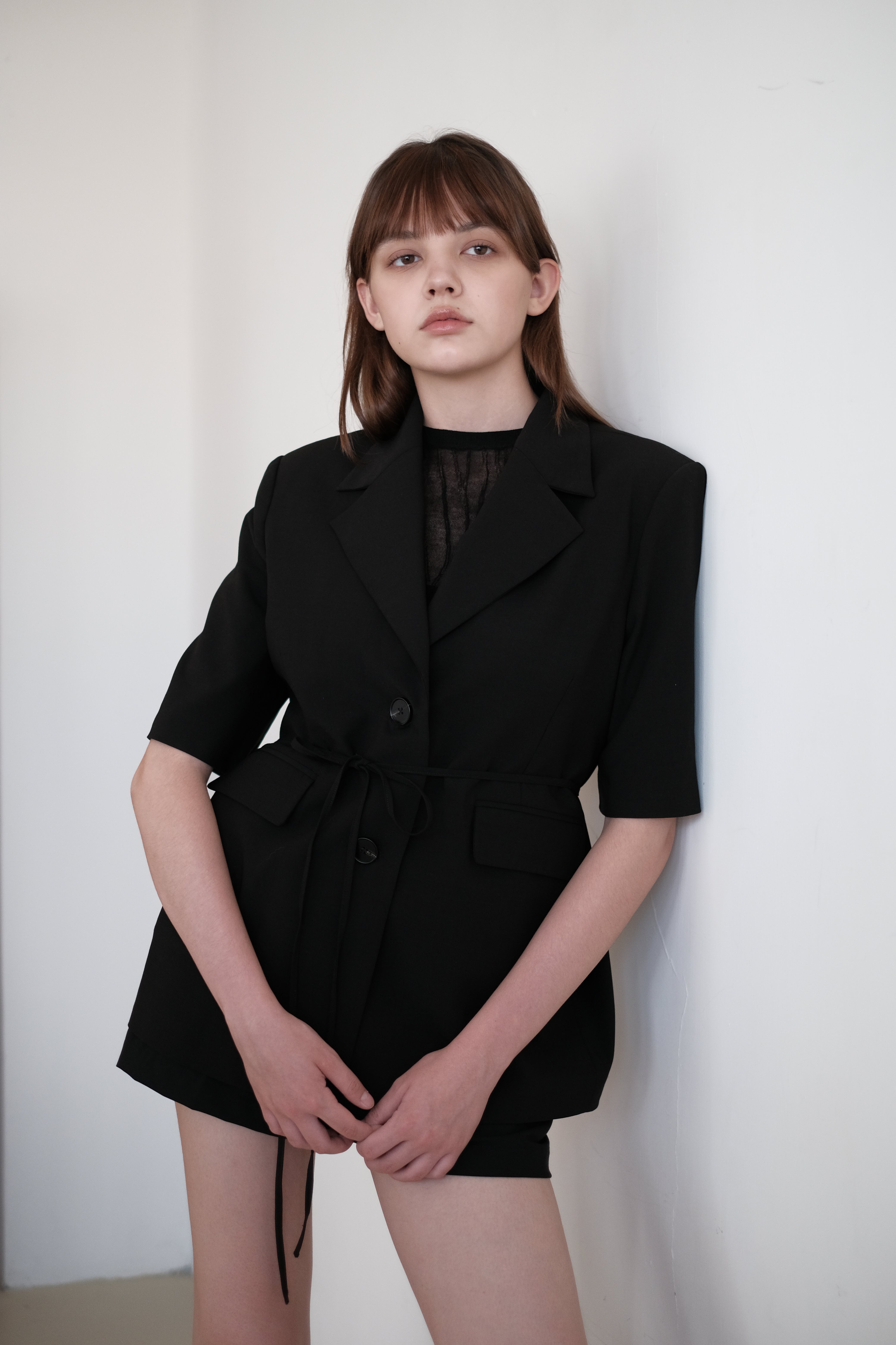 A-Line High-Waisted Tailored Shorts - Black