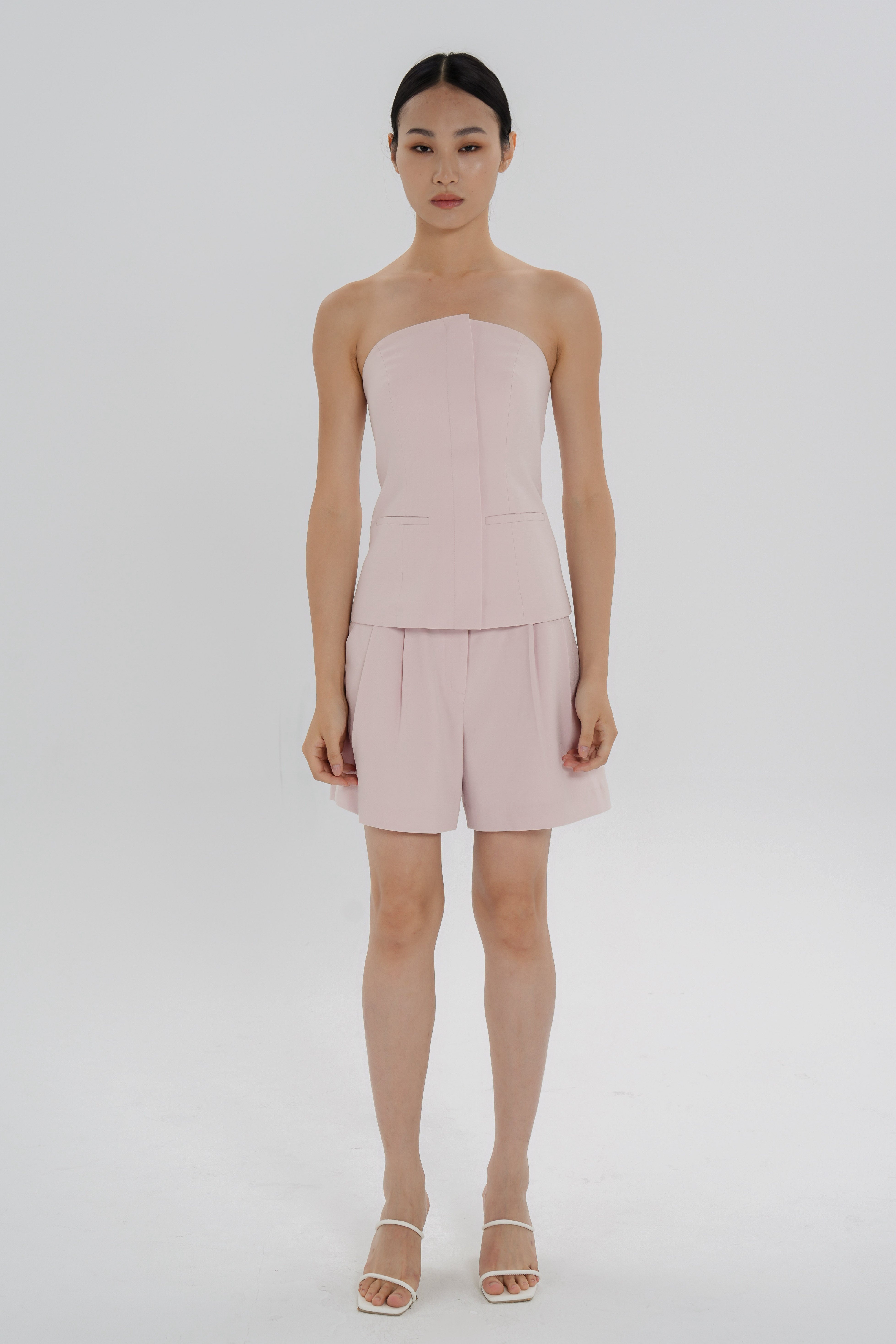 Pleated Bermuda Shorts - Pink