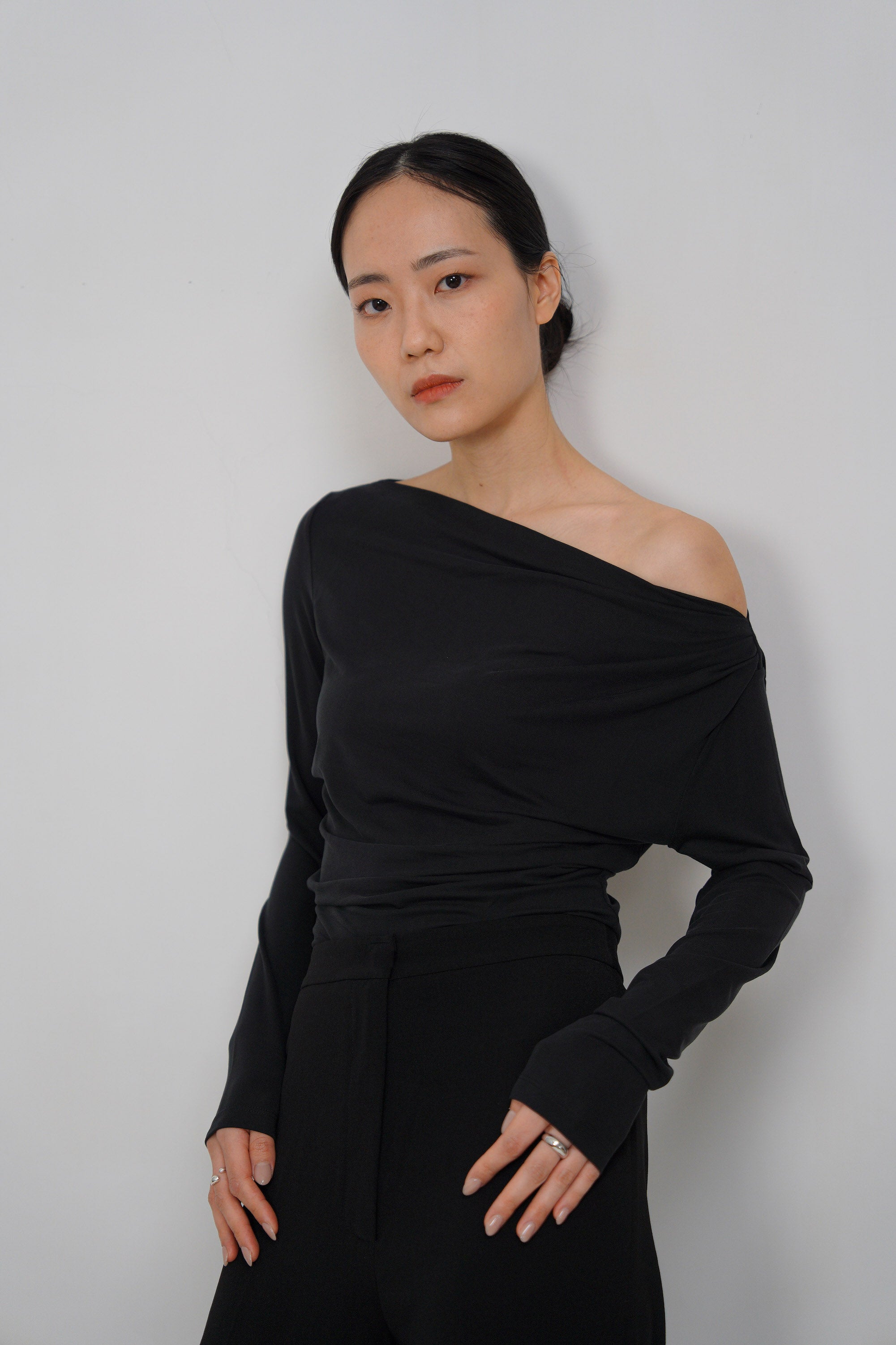 One-Shoulder Modal Glow Top - Brown