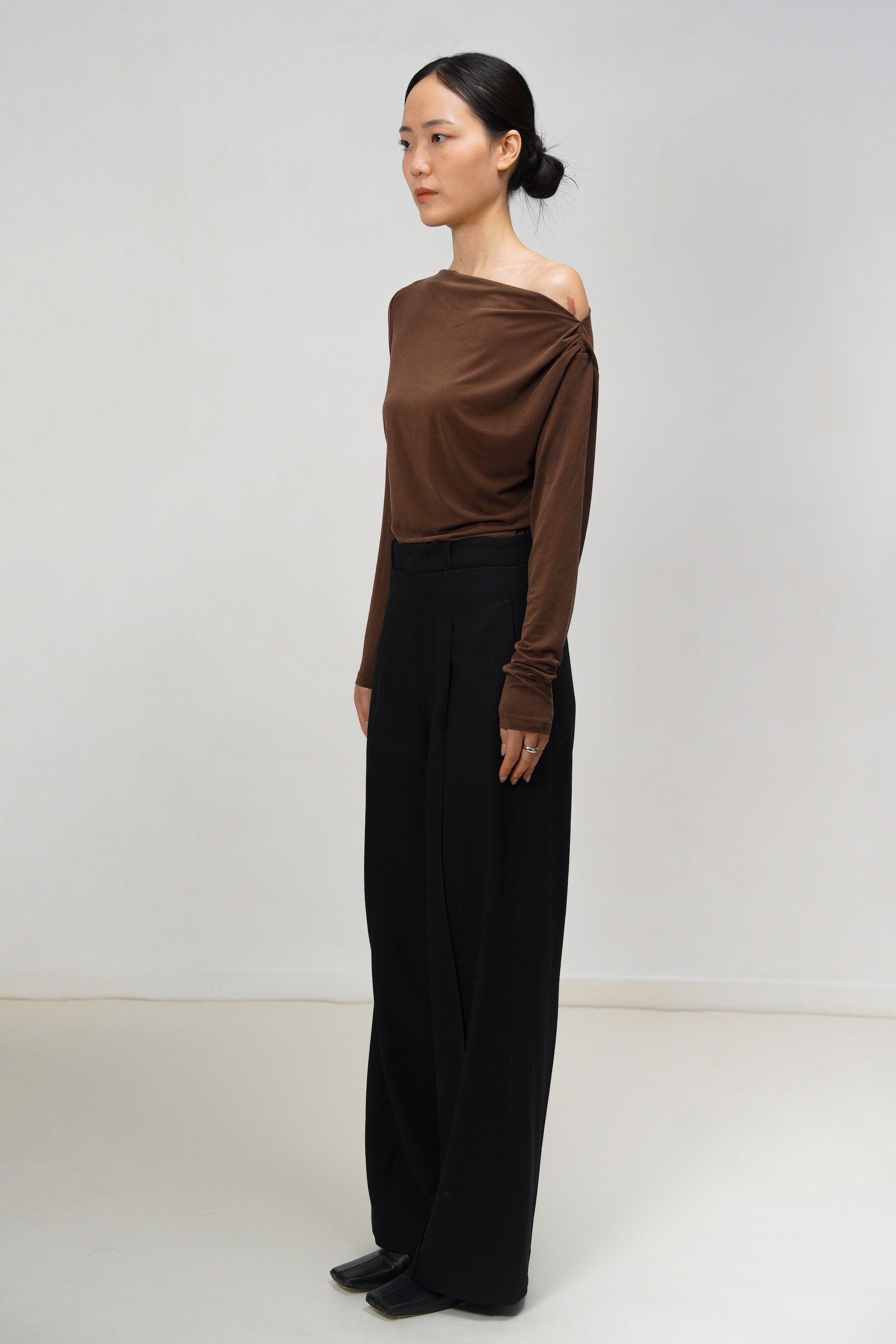 One-Shoulder Modal Glow Top - Brown