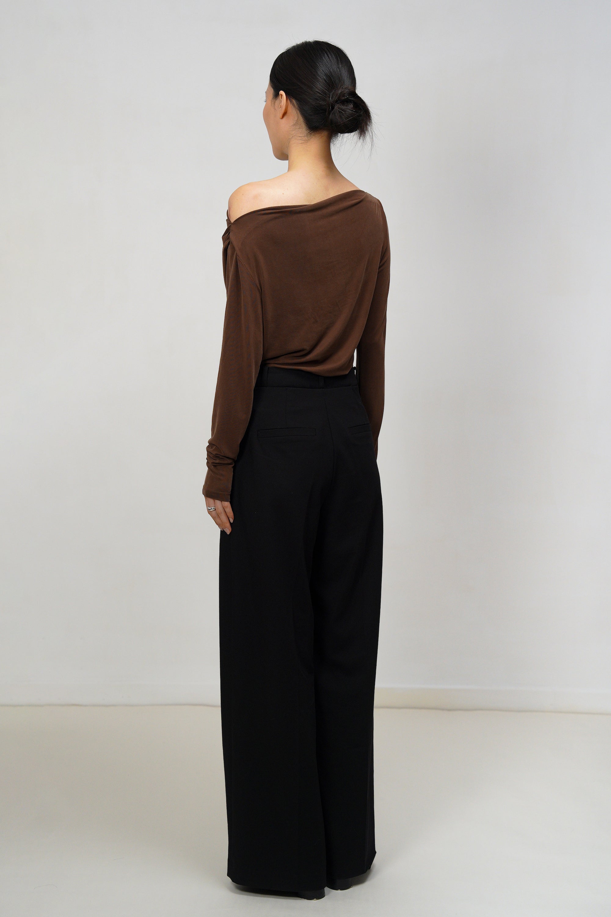 One-Shoulder Modal Glow Top - Brown