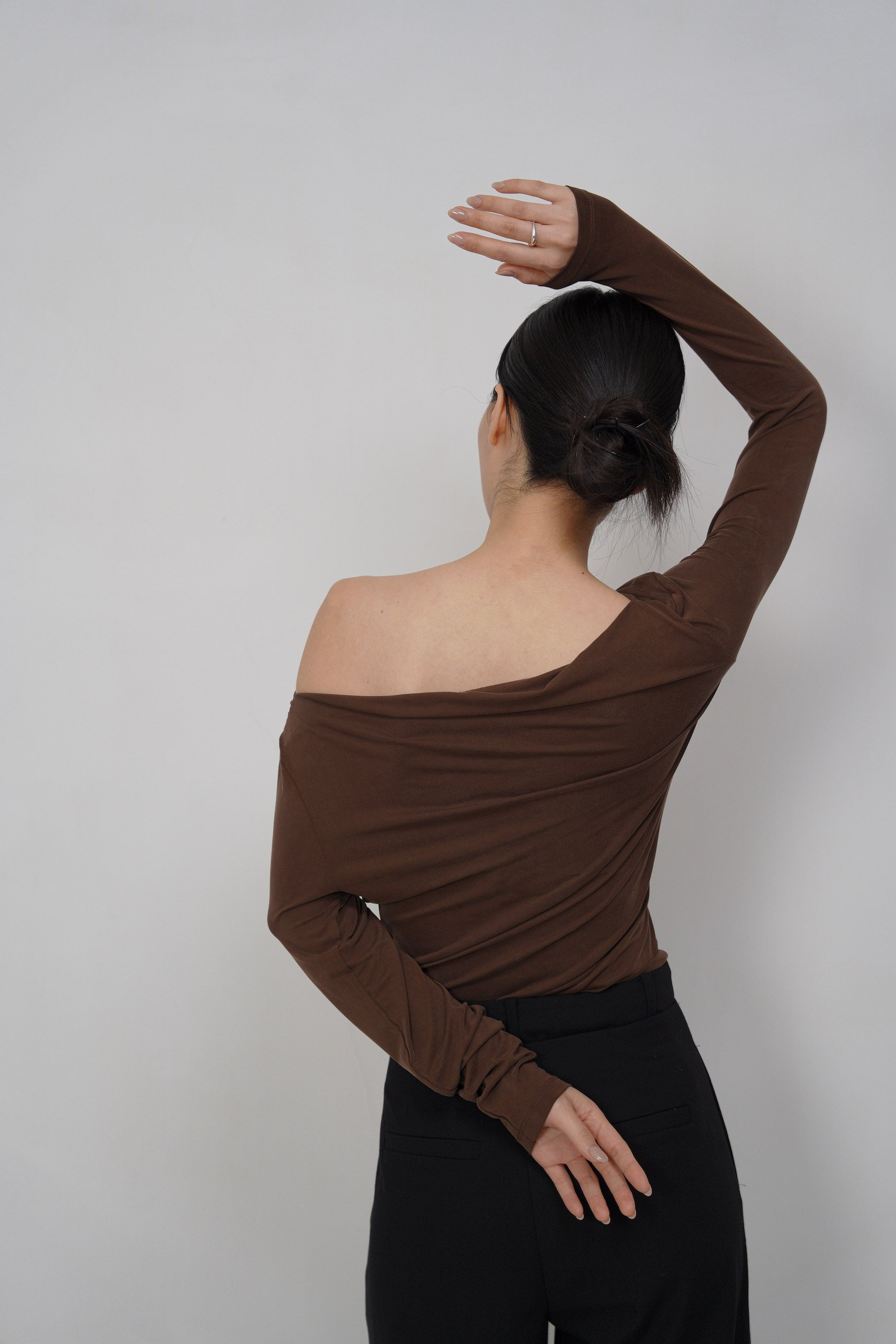 One-Shoulder Modal Glow Top - Brown