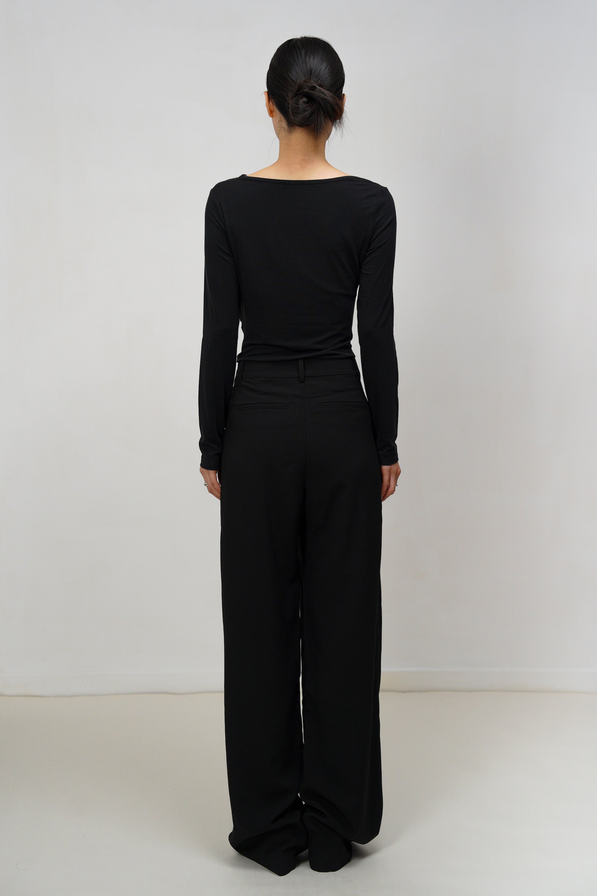 Asymmetric Ruched Modal Top - Black