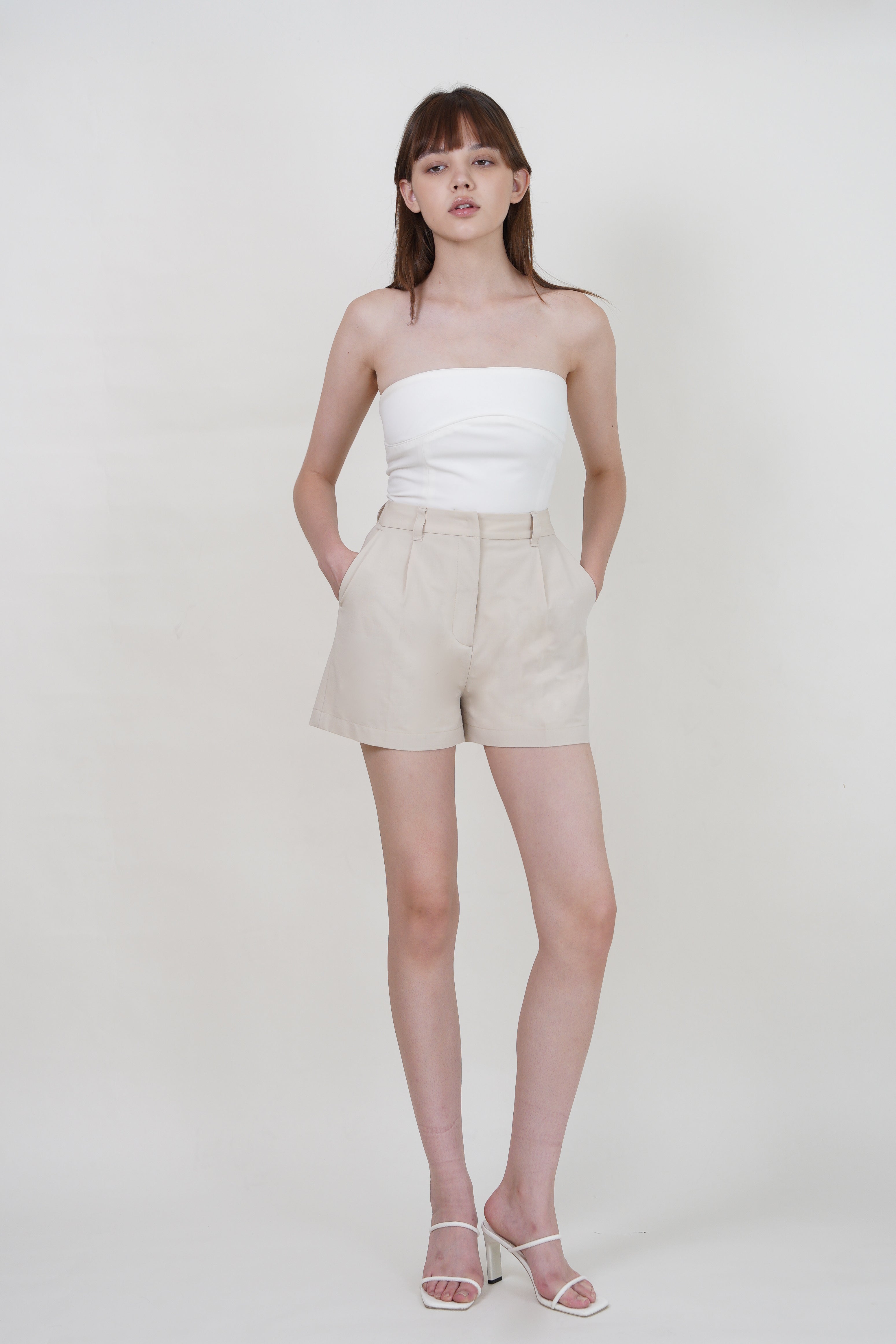 A-Line High-Waisted Tailored Shorts - Black