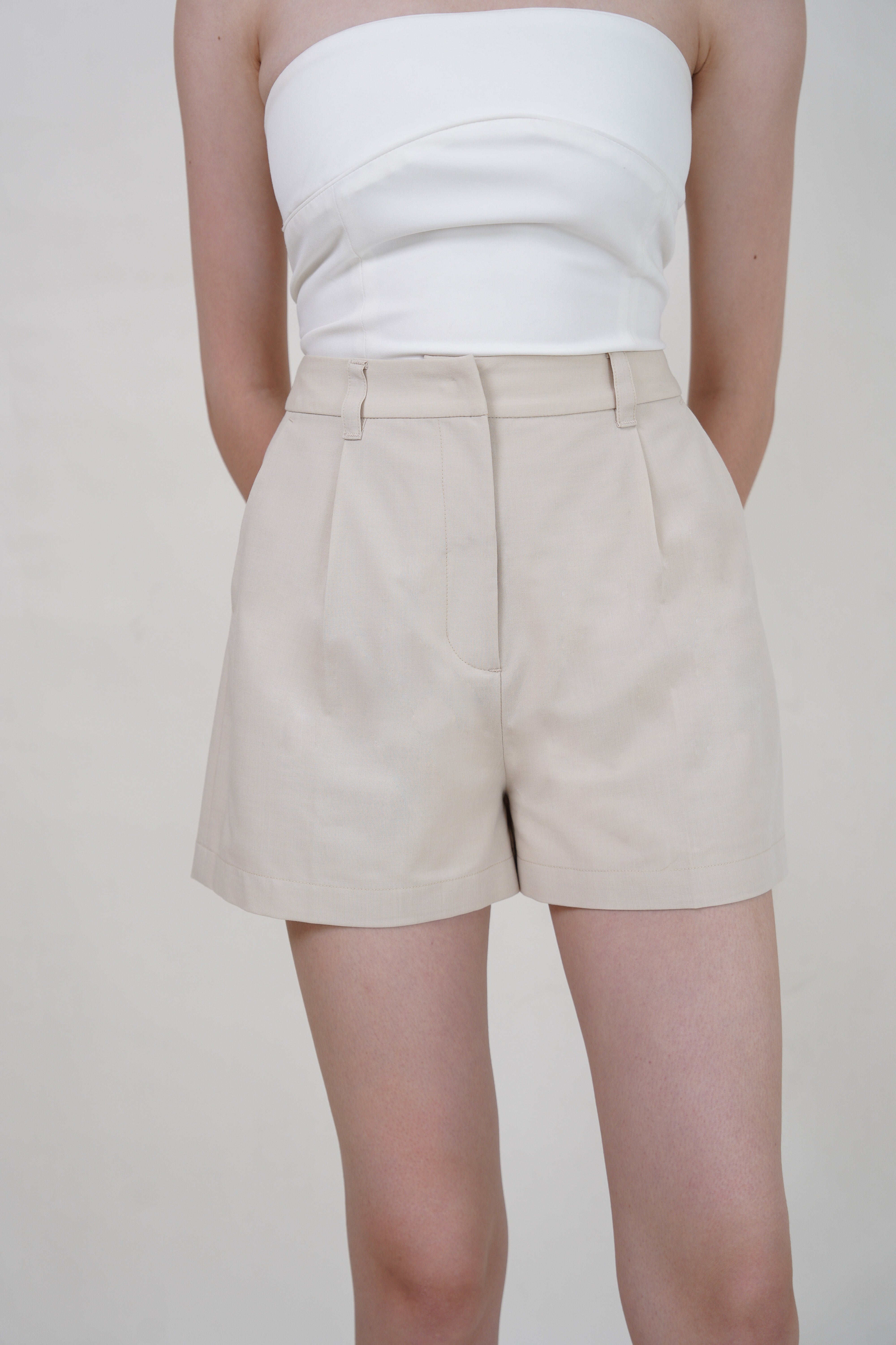 A-Line High-Waisted Tailored Shorts - Black