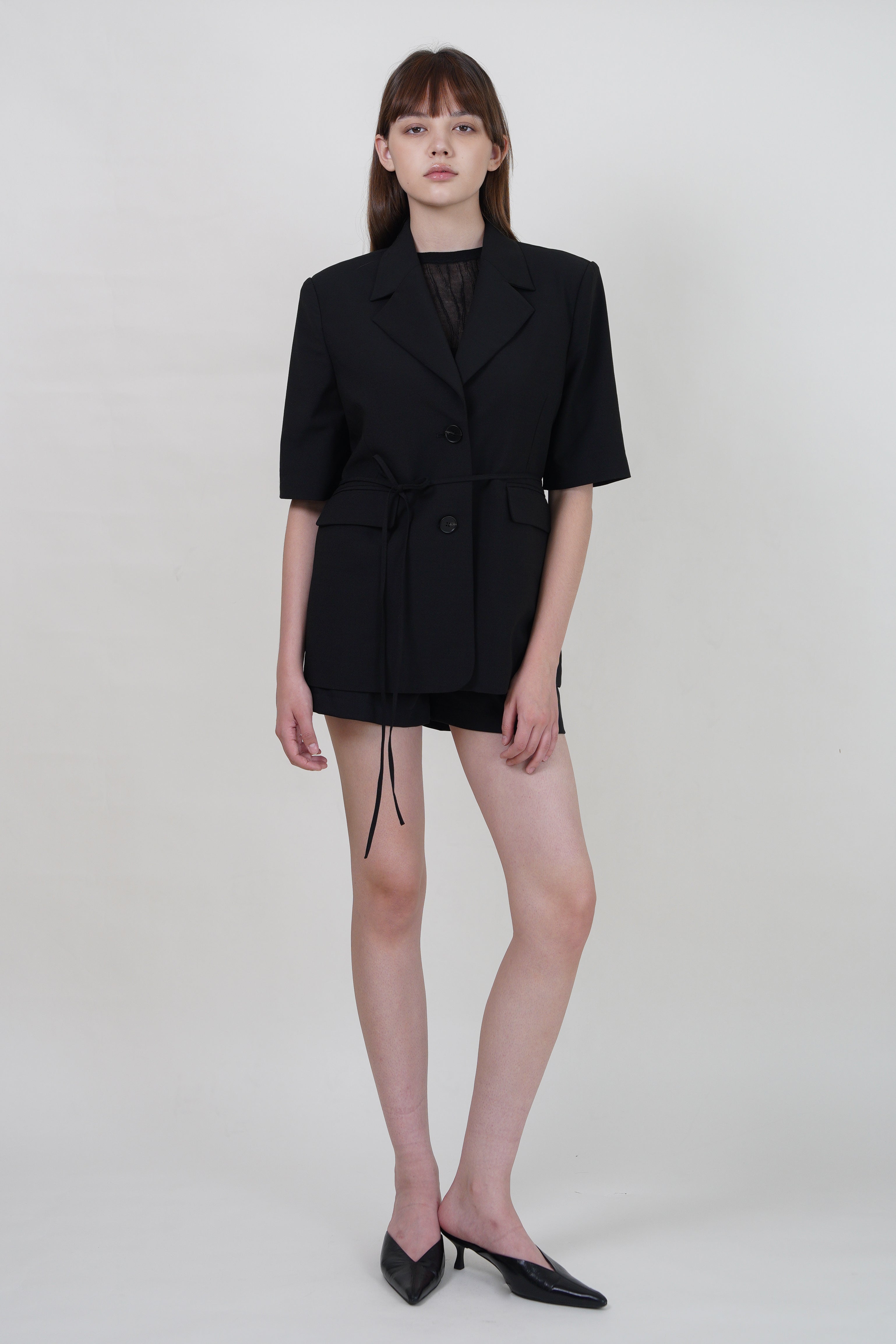 A-Line High-Waisted Tailored Shorts - Black