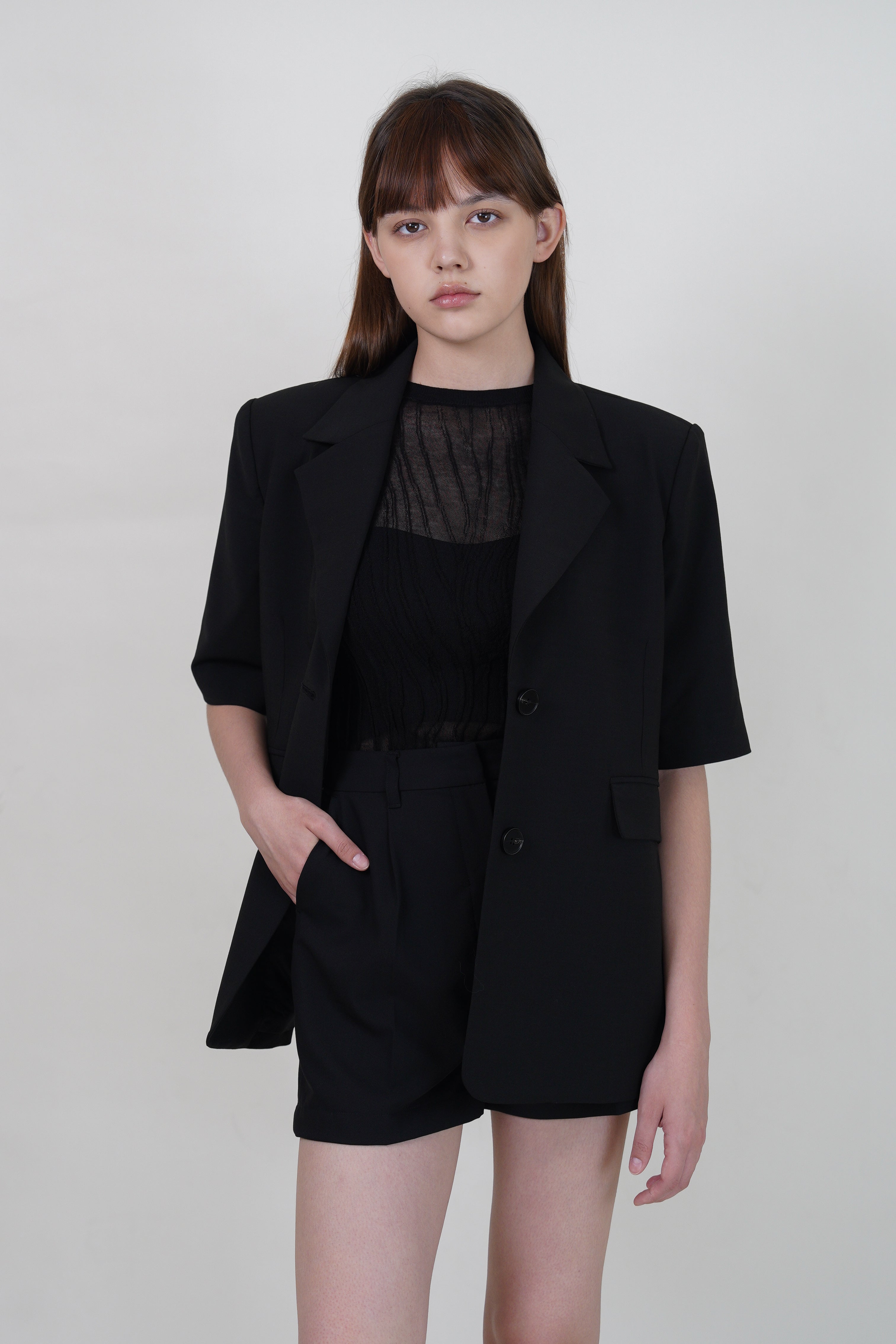 A-Line High-Waisted Tailored Shorts - Black
