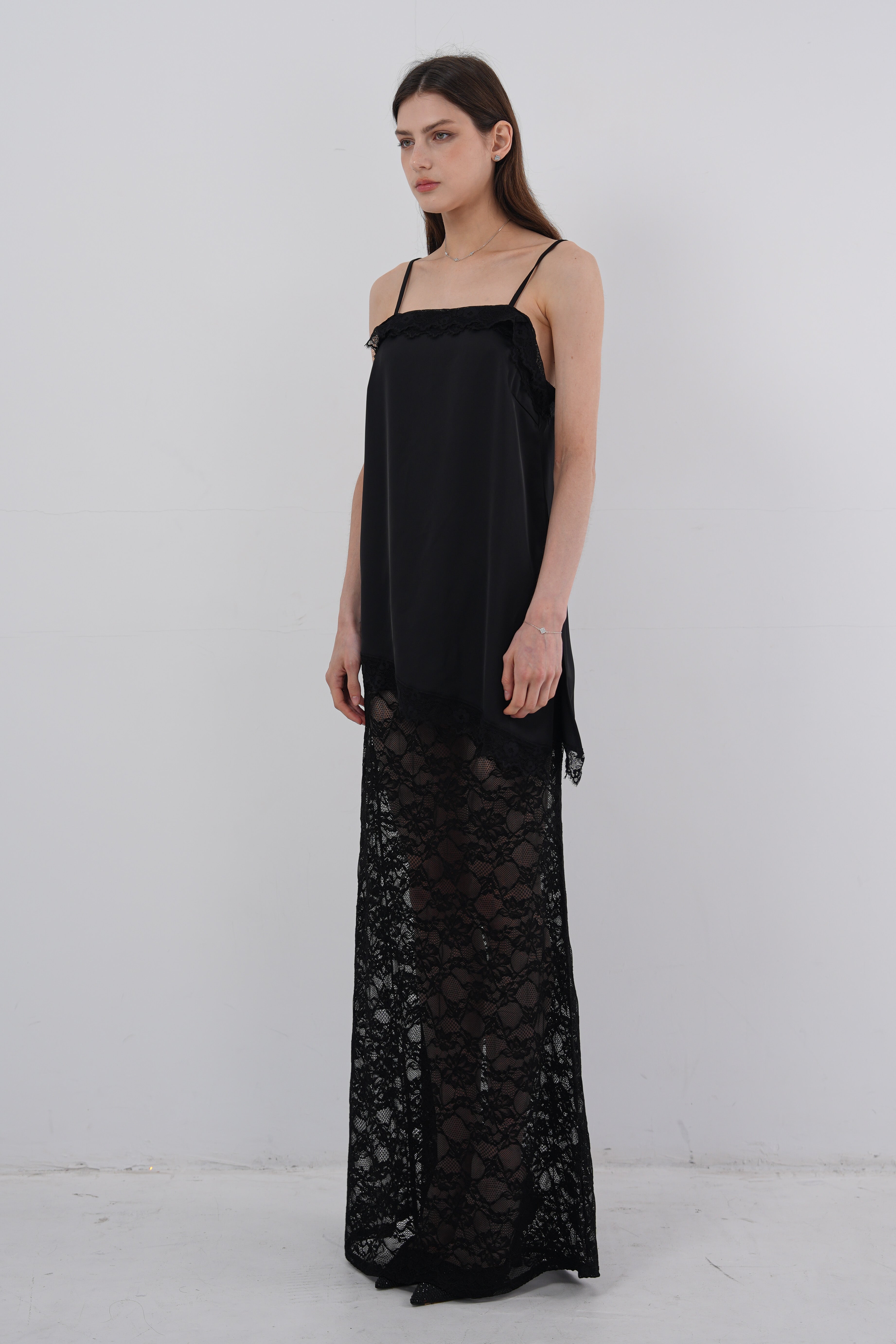 Sheer Lace Maxi Skirt - Black