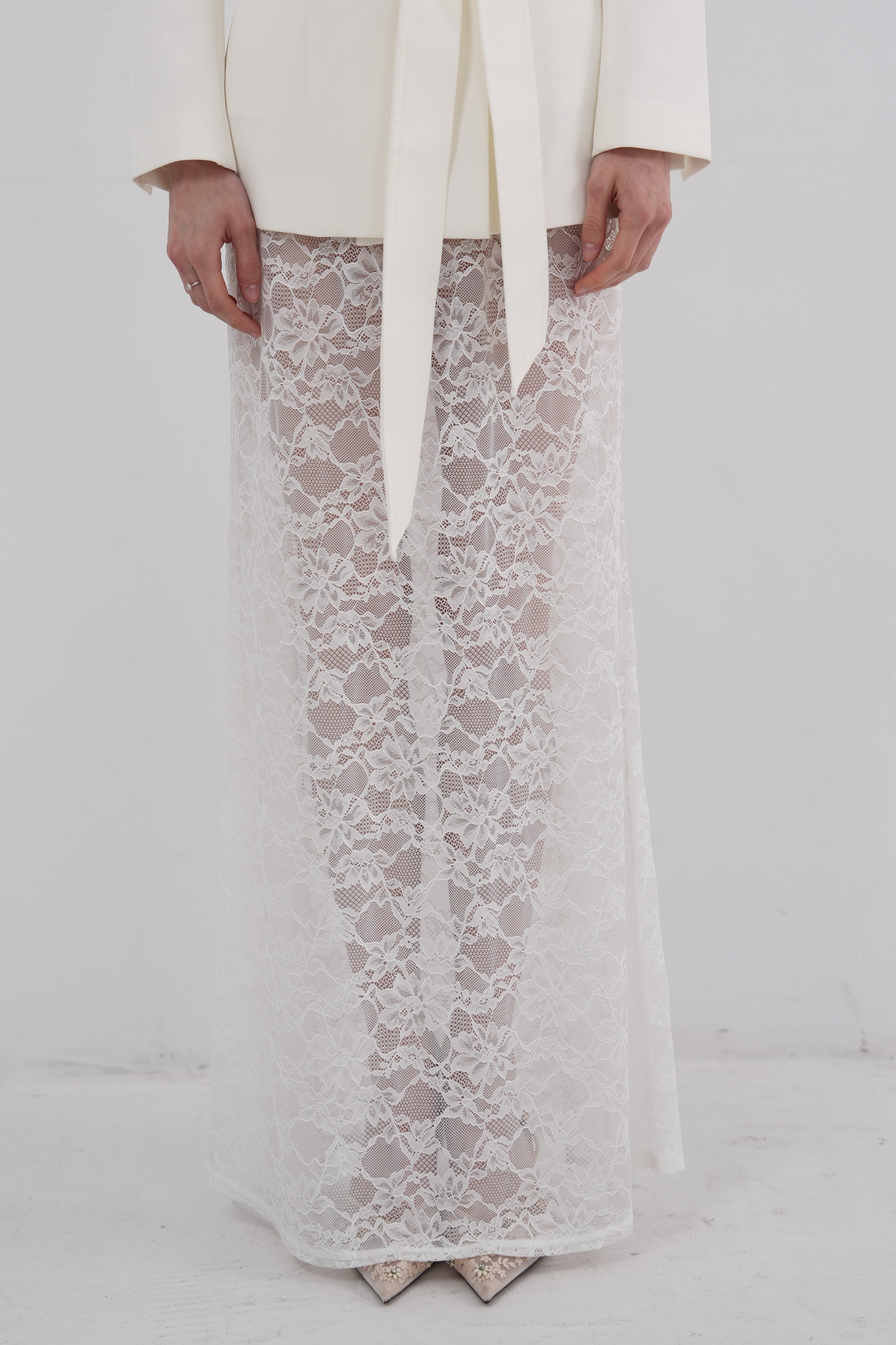 Sheer Lace Maxi Skirt - Black