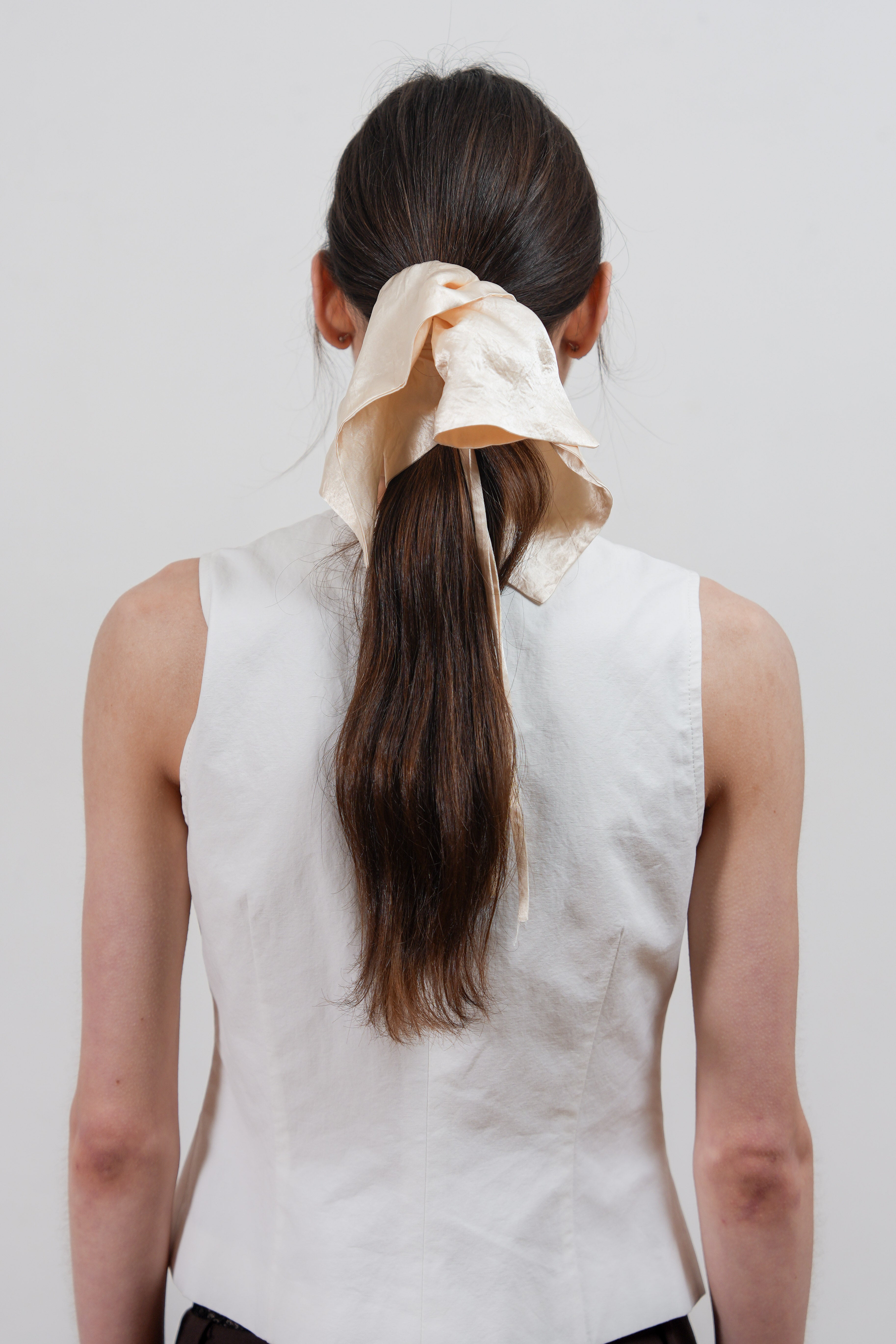 Satin Ribbon Scrunchie - Black