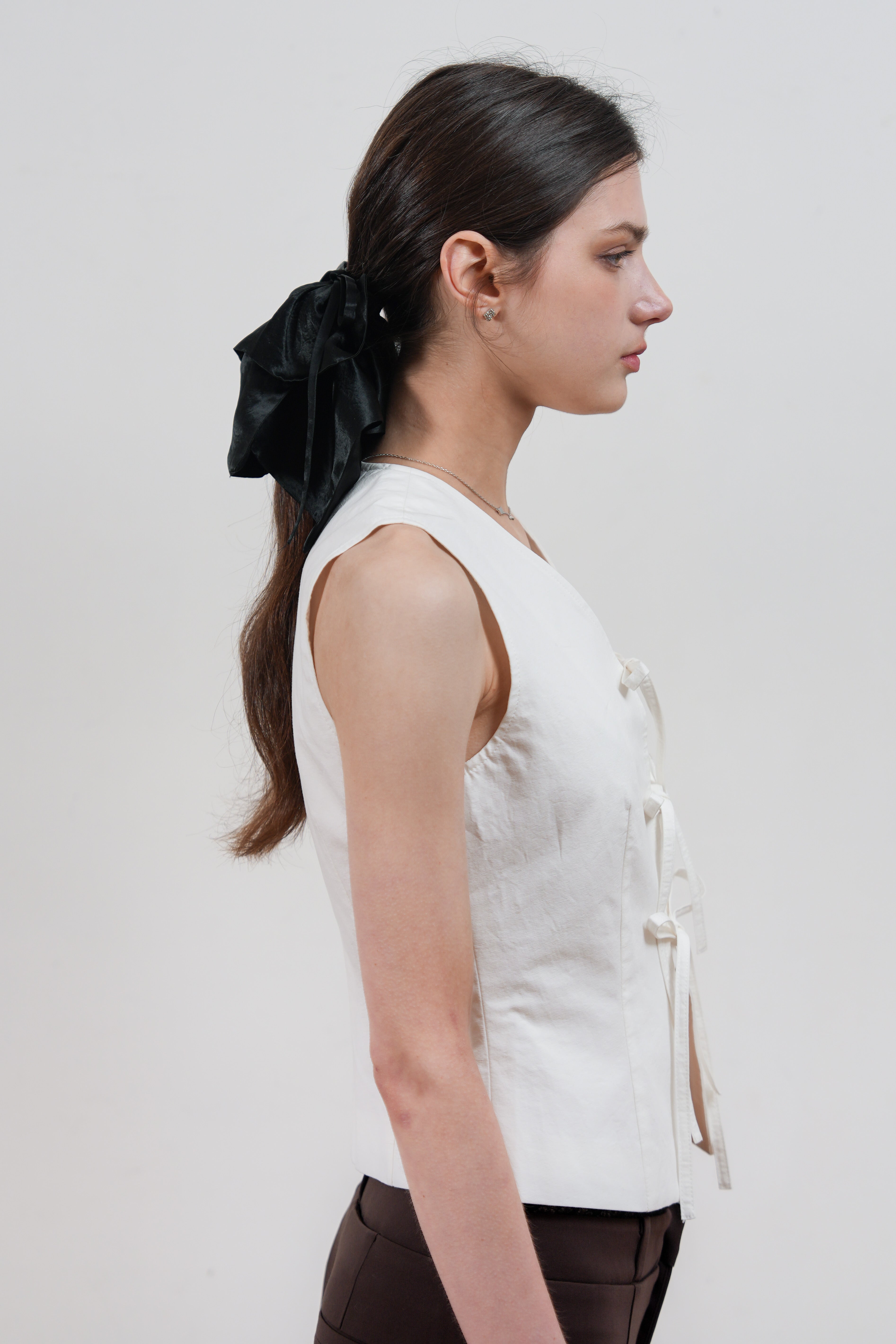 Satin Ribbon Scrunchie - Black