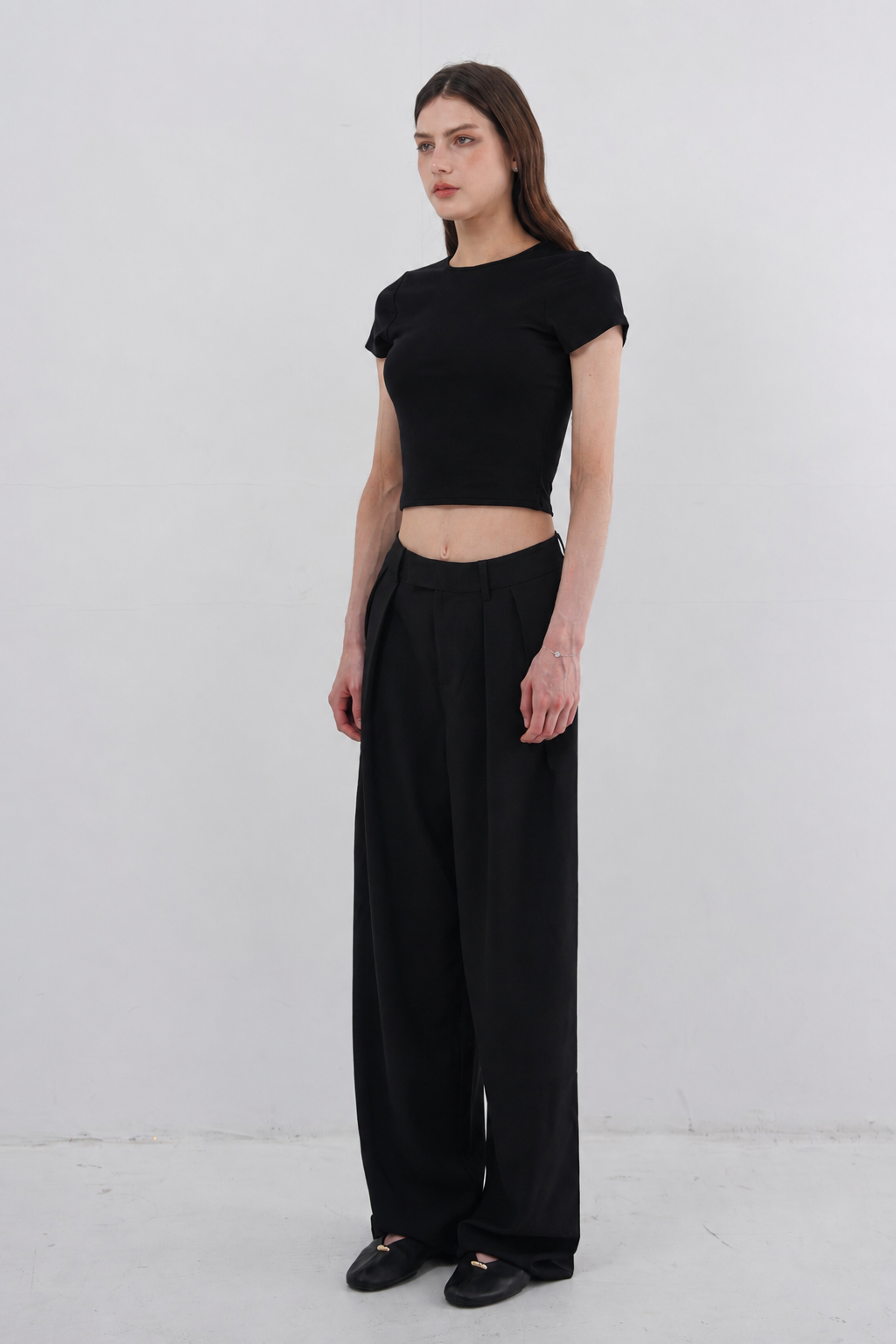 萊賽爾短袖雙圈 Bra Top - 黑