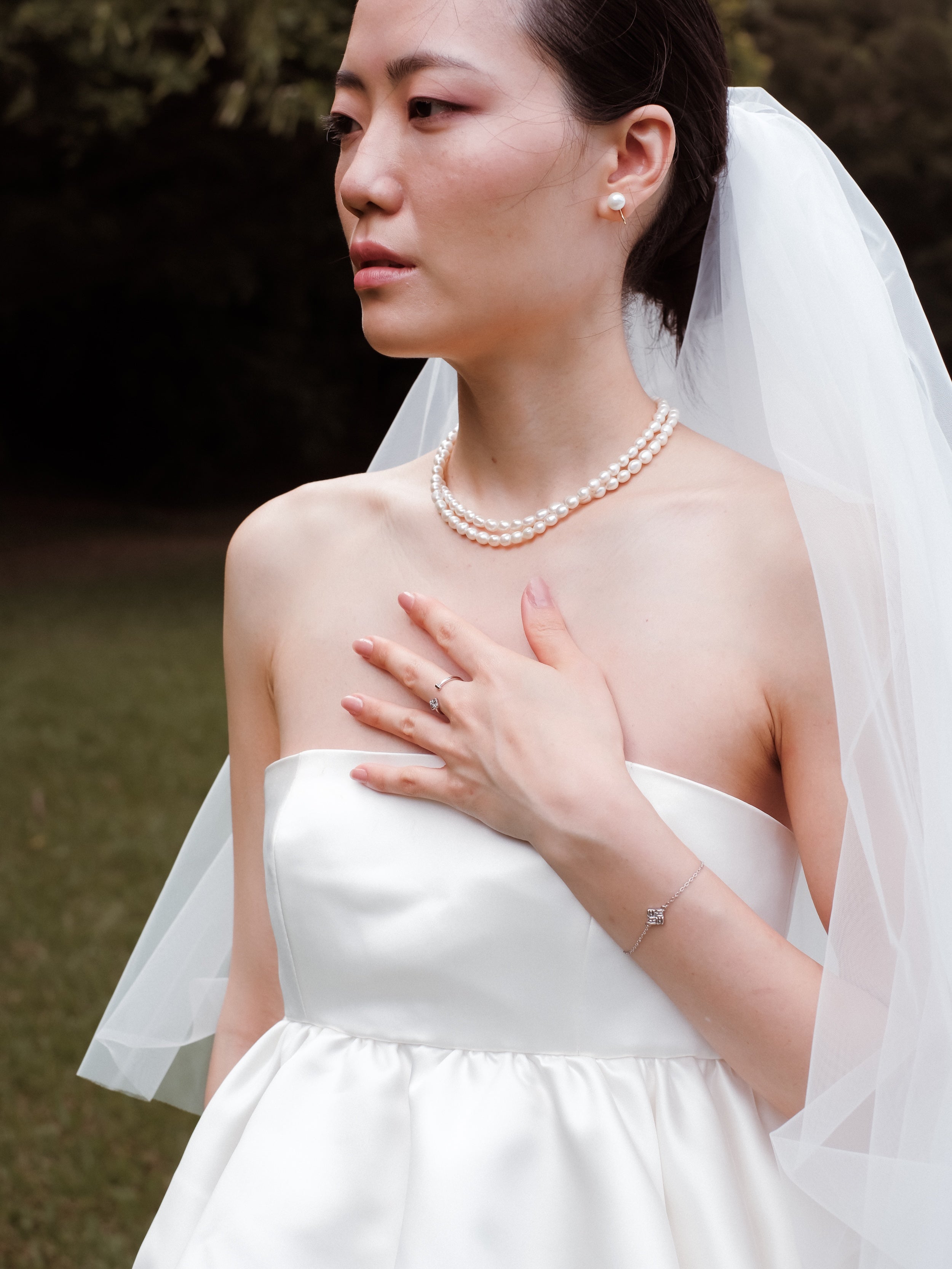 Vow Series - 珍珠平口花苞上衣