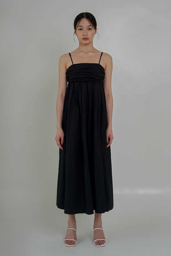 Cotton Split Maxi Dress - Black 