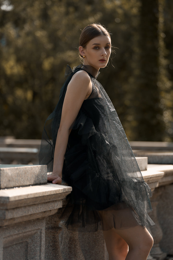 Layered Midi Dress - Black