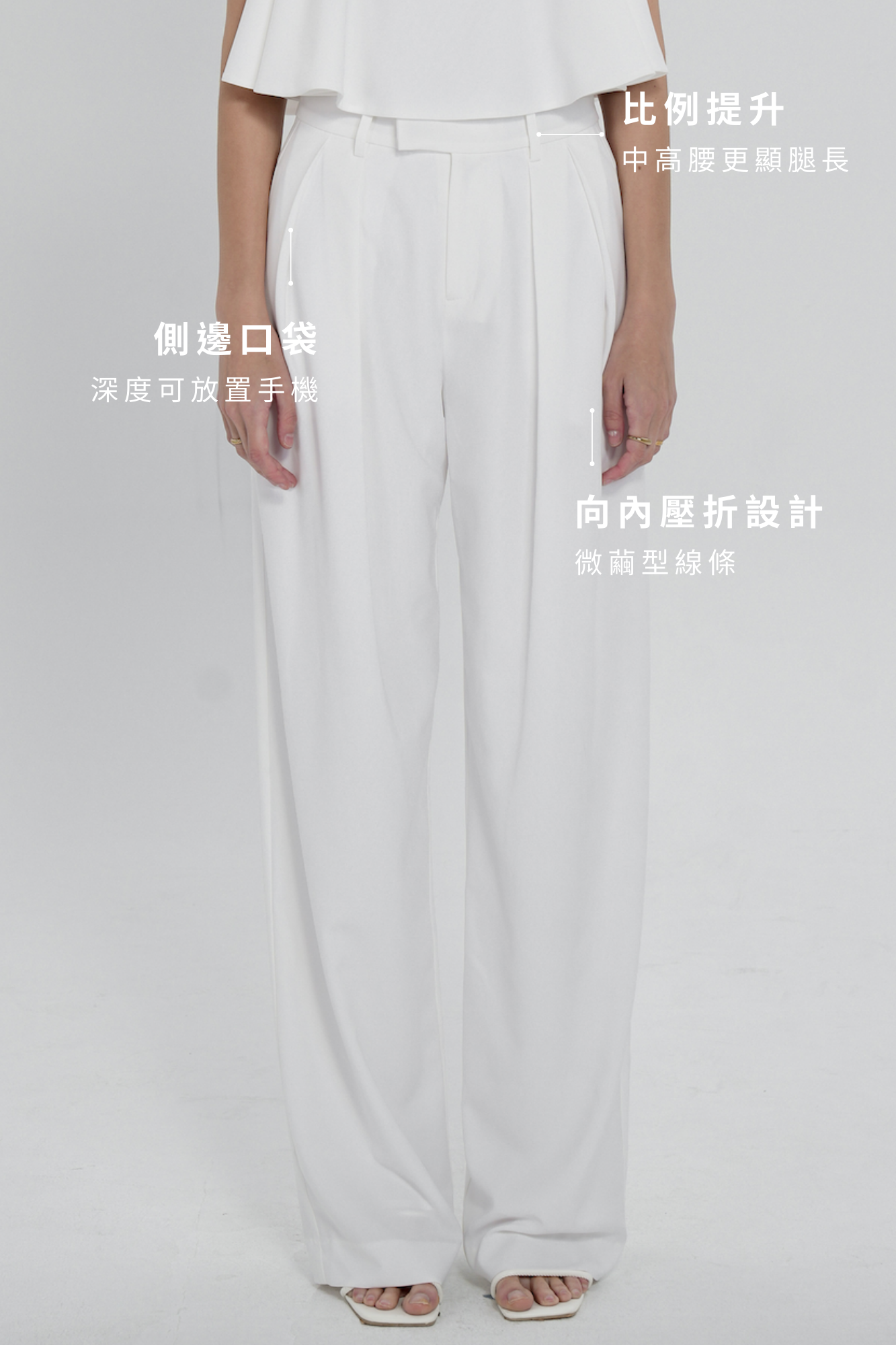 Double-Pleated Tailored Trousers - Grey