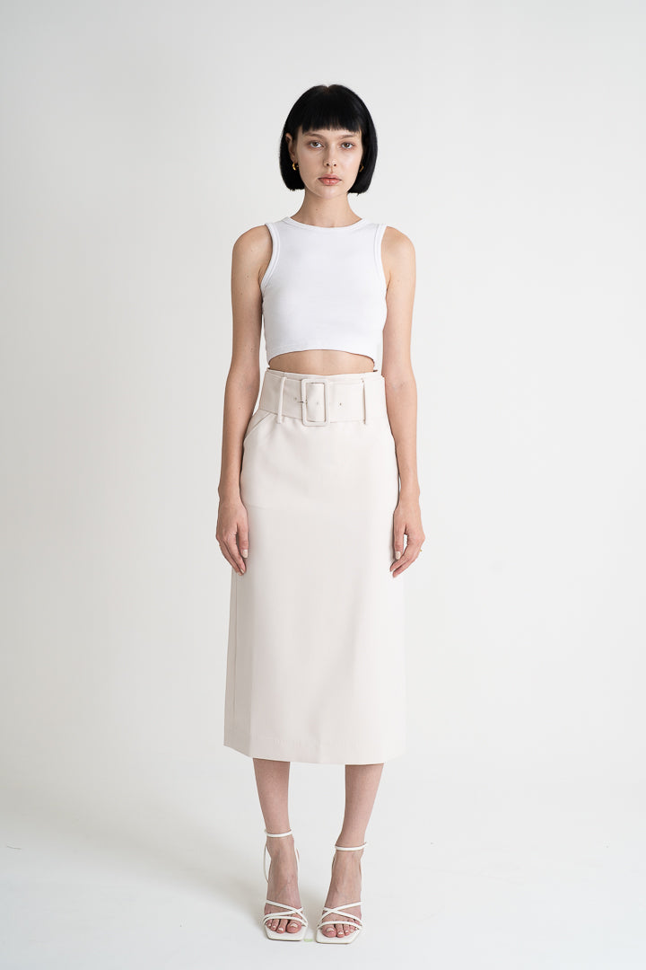 High Waist Pencil Skirt - White