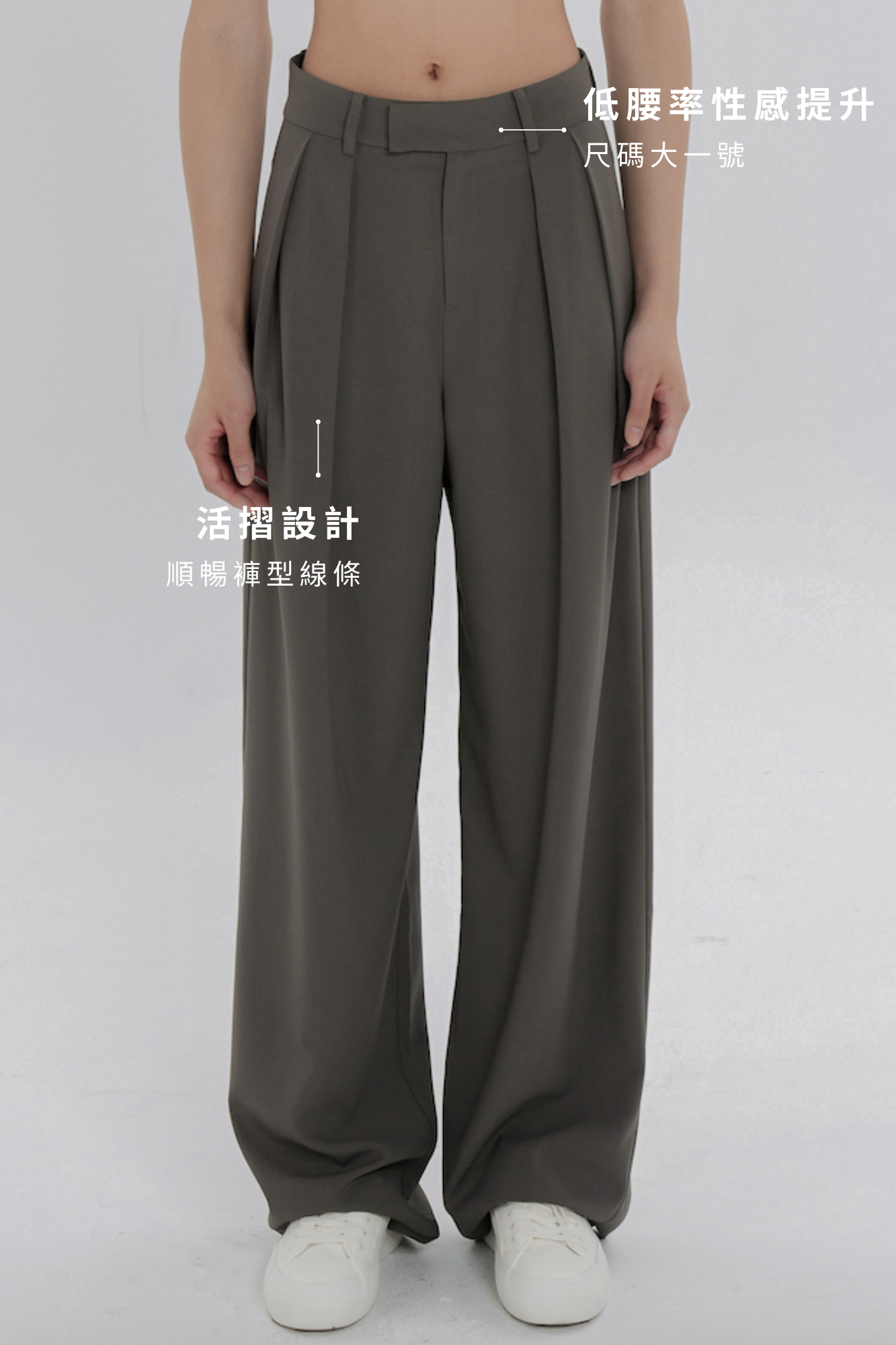 Double-Pleated Tailored Trousers - Grey