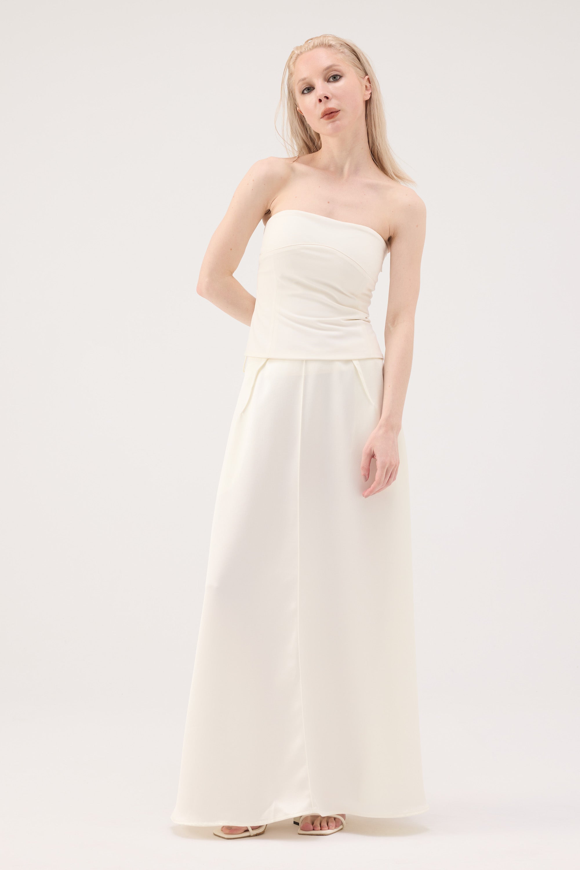 Sculpted Curve Strapless Top - White