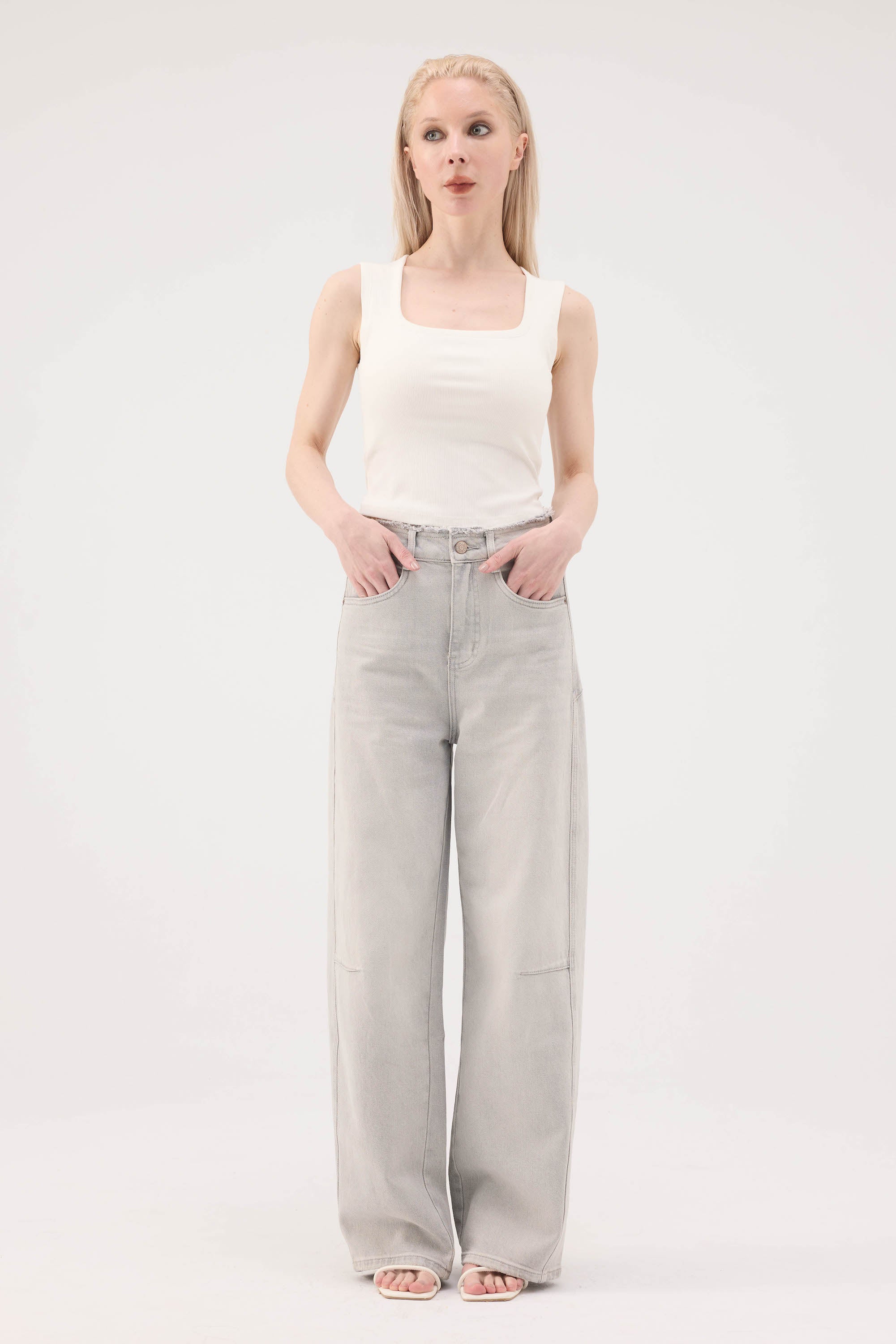 Contour Square Neck Lyocell Ribbed Bra Top - White