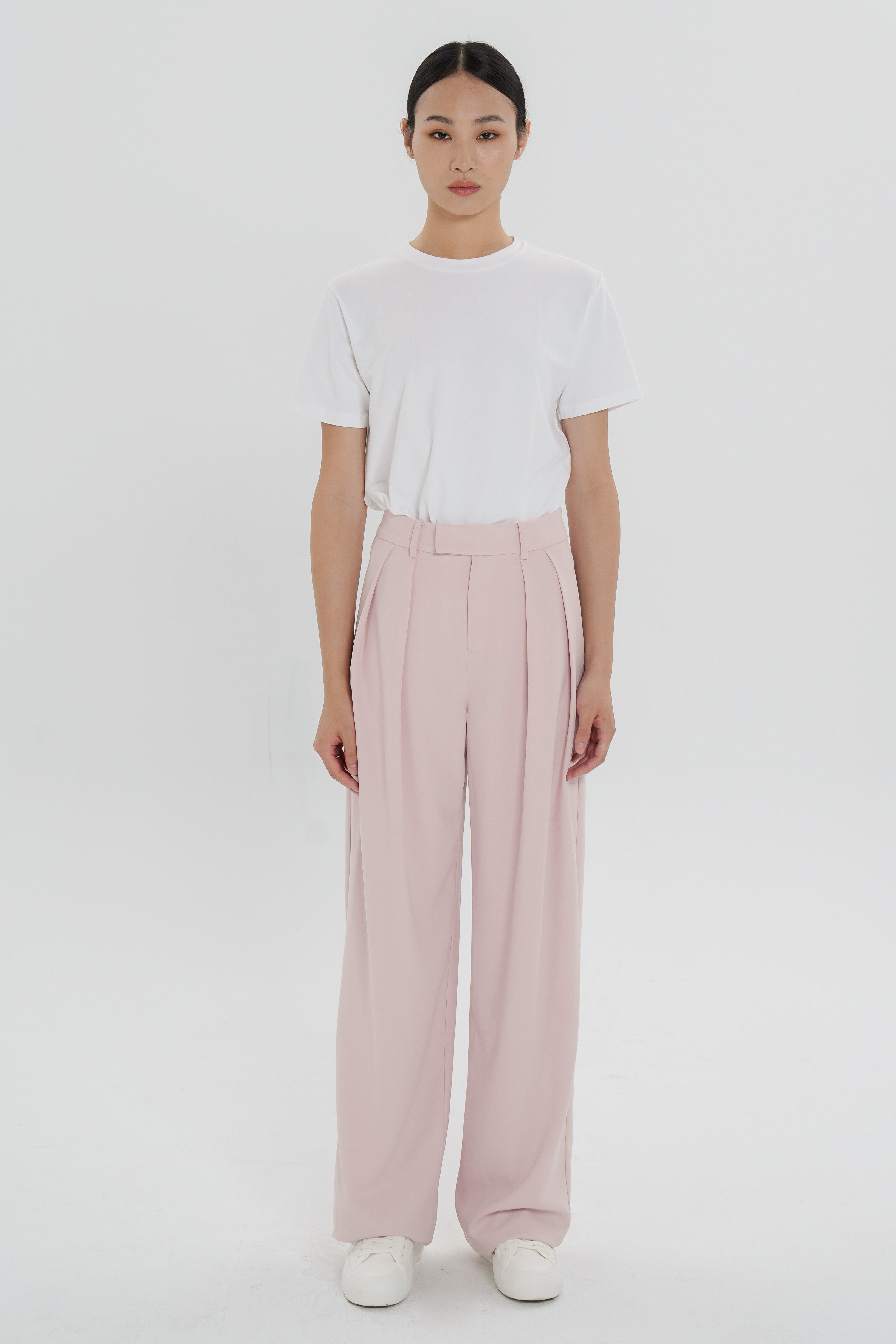 Double-Pleated Tailored Trousers - Grey
