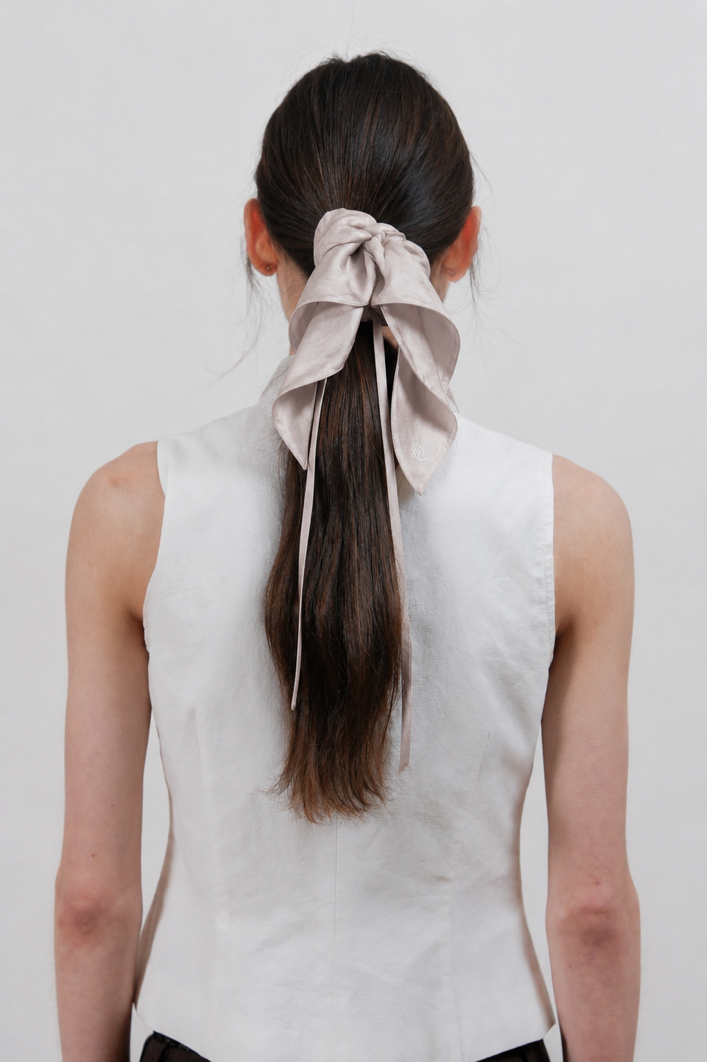 Satin Ribbon Scrunchie - Deep Brown