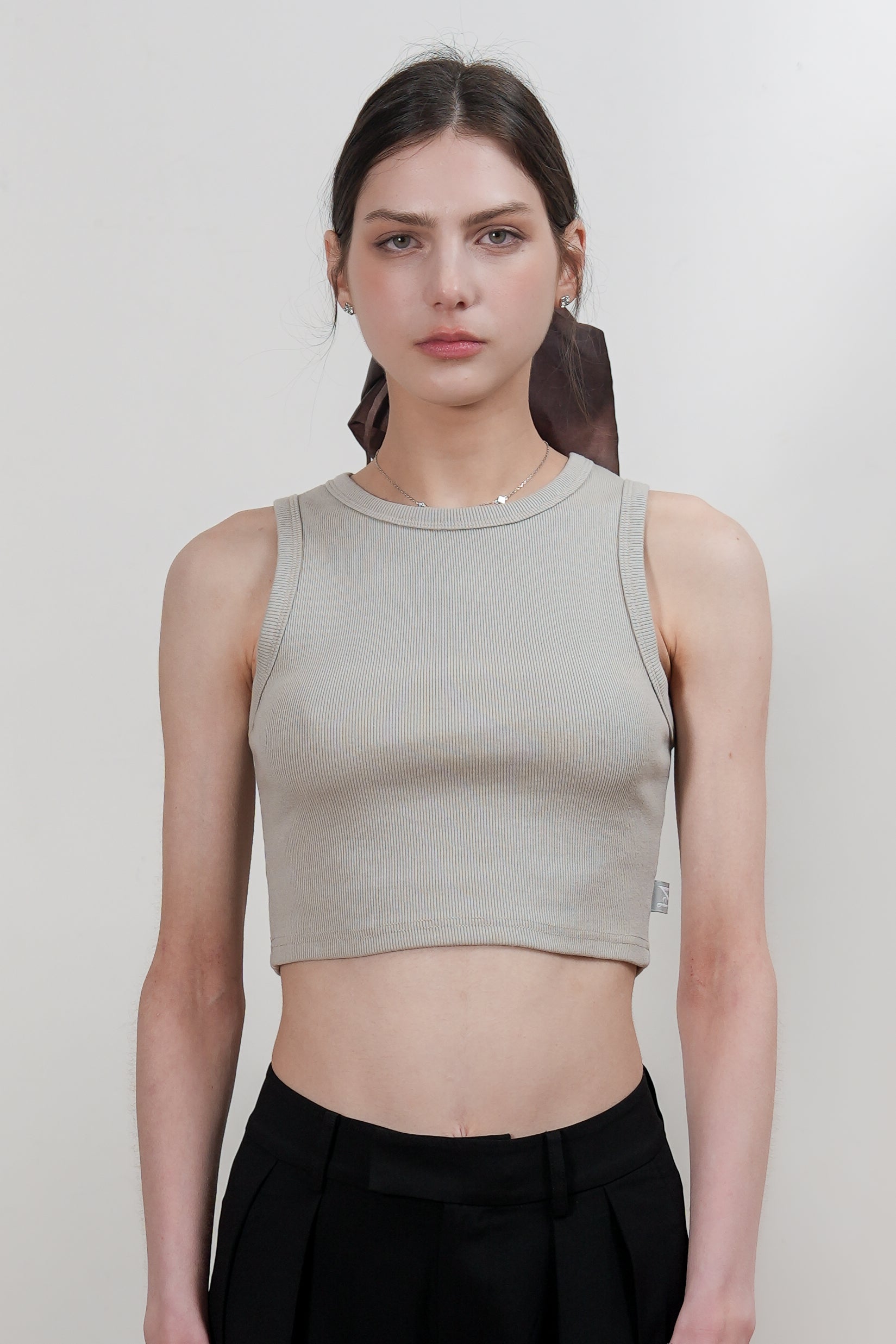 Classic Ribbed Crop Top - Dawn Grey